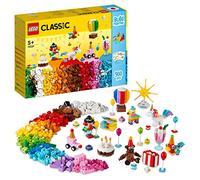 LEGO 11029 Classic Caja Creativa: Fiesta, Piezas de Juego de Mesa en Familia, Juguete para Niños y Niñas de 5 Años o Más, 12 Mini Construcciones, Coche, Osito de Peluche, Unicornio, Idea de Regalo