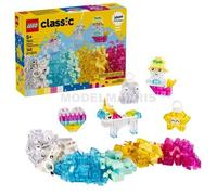 LEGO Classic Caja de Magia Transparente - Juguete de Construcción con Ladrillos de Colores - Figuras de Animales, Nave Espacial, Unicornio, Narval y Más - Regalo para Niñas y Niños de 5+ Años - 11040