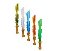 LEGO 2013 Ninjago Ninja Elemental Blades - Surtido personalizado de 5 cuchillas elementales con puntas doradas perladas - Tierra, fuego, hielo, rayo y una para Lloyd The Green Ninja