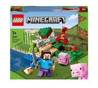 LEGO 21177 Minecraft La Emboscada del Creeper, Set de Juego con Figuras de Steve, Cerdito y Pollo, Juguete para Niños y Niñas