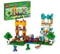 LEGO 21249 Minecraft The Crafting Box 4.0, Juego 2 en 1; construye Torres de río o cabaña de Gatos, con Figuras de Alex, Steve, Creeper y Zombie Mobs, Juguetes de acción para niños, niñas