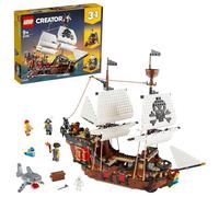 LEGO 31109 Creator 3en1 Barco Pirata, Isla Calavera o Taberna, Juego Creativo, Set de Construcción para Niños de 9 Años con Tiburón y Mini Figuras