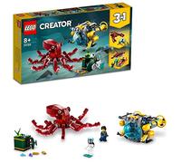 LEGO 31130 Creator 3 en 1 Misión del tesoro hundido elección de 3 animales gigantes en 1 juego, incluyendo pulpo, langosta, 2 minifiguras incluyendo una minifigura de esqueleto, 522 piezas 8+