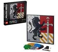LEGO 31201 Art Harry Potter Hogwarts Crests, Manualidades para Adultos, Decoración de Casa de Gryffindor, Hufflepuff, Ravenclaw y Slytherin, DIY