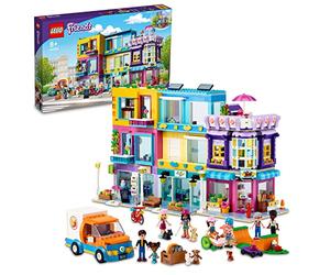 LEGO 41704 Friends Edificio de la Calle Principal, Casa de Muñecas, Peluquería, Camión y Tiendas de Juguete, Regalos Papá Noel, Reyes Magos