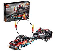 LEGO 42106 Technic Espectáculo Acrobático: Camión y Moto, Juguete de Construcción con Aro de Fuego para Acrobacias