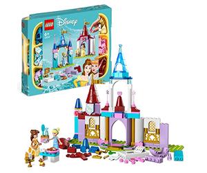 LEGO 43219 Disney Princess Castillos Creativos, Juguete de Construcción con Mini Muñecas de Bella y Cenicienta, Juego Portátil con Caja de Almacenamiento, Regalos para Niñas y Niños