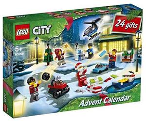 LEGO 60268 City Calendario de Adviento Navidad 2020, Miniset de Contrucción con Microvehículos, Trineo y Tabla de Papá Noel