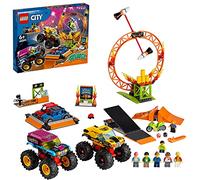 LEGO 60295 City Stuntz Espectáculo Acrobático: Arena, Set con 2 Monster Trucks, Moto con Rueda de Inercia, Anillo de Fuego y Mini Figuras
