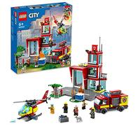 LEGO 60320 City Parque de Bomberos de Juguete con Helicóptero y Camión para Construir, Mini Figuras, Perrito y Gatito, Reyes Magos