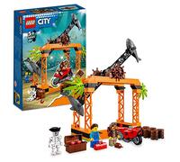 LEGO 60342 City Stuntz Desafío Acrobático: Ataque del Tiburón, Juguete de Construcción Pirata, Moto Acrobática, Mapa y Cofre del Tesoro