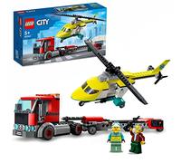 LEGO 60343 City Transporte del Helicóptero de Rescate con Camión de Juguete y Mini Figuras, Regalo para Niños y Niñas de 5 Años en Adelante