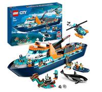 LEGO 60368 City Barco Explorador del Ártico, Barco Grande de Juguete Que Flota con Helicóptero, Sub, Naufragio Vikingo, Minifiguras y una Figura de Orca, Regalo para Niños y Niñas de 7 Años o Más