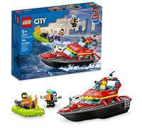 Lego 60373 City Fire Rescue Boat Toy, Flota en el Agua con Jetpack, Bote y 3 Minifiguras, Juguetes de héroe cotidianos para niños y niñas a Partir de 5 años, Idea de Regalo, Multicolor
