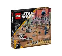 LEGO Star Wars Clone Trooper & Battle Droid Battle Pack Set para niños, vehículo de bicicleta de juguete para construir, Tri-Droid y poste defensivo, coleccionable, regalo para niños y niñas de 7 años
