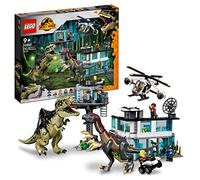 LEGO Jurassic World Ataque del Giganotosaurio y el Therizinosaurio, Dinosaurios de Juguetes, Dino, Helicóptero para Construir, Figura de Animales y Minifiguras de Personajes de la Película 2022 76949