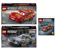 Lego 77255 Lightning McQueen, 77256 Máquina del tiempo de Regreso al Futuro y 30709 Ferrari 499P Supersport