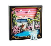 LEGO Art Japanese Cherry Blossom Landscape - DIY Miniature Model Kit for Adults - 3D Wall Art in Shadow Box Frame w/Mount Fuji, Sakura & Textured Waterfall - Gift Idea - 31218