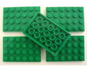 LEGO Bricks 3032 City - Planchas (4 x 6 pivotes, 5 Unidades), Color Gris Verde