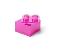 Room Copenhagen LEGO - Ladrillo de almacenamiento con 4 perillas con purpurina, violeta medio, caja de almacenamiento apilable de plástico con tapa para niños y adultos, organizador de escritorio y