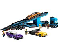 LEGO City Camión de Transporte con Deportivos y Remolque, Set con 4 Vehículos y Coches de Juguete, Regalo de Cumpleaños para Niños y Niñas de 7 Años o Más, 4 Minifiguras 60408