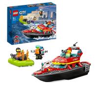 LEGO City Lancha de Rescate de Bomberos y Zodiac, Barcos Flotantes, Mochila Propulsora, Juguetes de Baño para Niños y Niñas de 6 Años o Más 60373