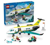 LEGO City Ambulancia Aérea de Emergencia - Juego Médico con Avión Sanitario de Juguete - 4 Minifiguras inc. Médica y Piloto - Moto de Nieve, Camilla y Herramientas - Regalo para Niños de 6+ Años 60465