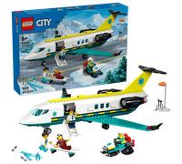 LEGO City Ambulancia Aérea de Emergencia - Juego Médico con Avión Sanitario de Juguete - 4 Minifiguras inc. Médica y Piloto - Moto de Nieve, Camilla y Herramientas - Regalo para Niños de 6+ Años 60465