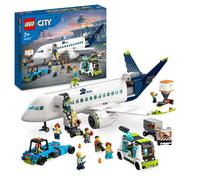 LEGO 60367 City Avión de Pasajeros, Juguete de Construcción de Avión Grande con Vehículos para el Personal de Tierra del Aeropuerto: Autobús Lanzadera, Remolcador, Camión de Equipajes y 9 Minifiguras