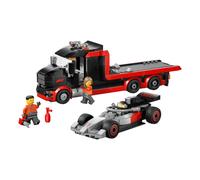 LEGO City Camión de Exposición de F1 con Coche de Carreras Audi F1 de Juguete - Kit de Maquetas con 3 Minifiguras y Plataforma Elevadora - Regalo para Niños de 7+ Años y Fans del Motor - 60493