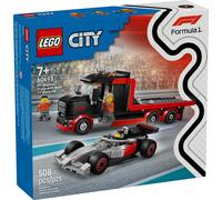 LEGO City Camión de Exposición de F1 con Coche de Carreras Audi F1 de Juguete - Kit de Maquetas con 3 Minifiguras y Plataforma Elevadora - Regalo para Niños de 7+ Años y Fans del Motor - 60493