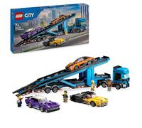 LEGO City Camión de Transporte con Deportivos y Remolque, Set con 4 Vehículos y Coches de Juguete, Regalo de Cumpleaños para Niños y Niñas de 7 Años o Más, 4 Minifiguras 60408