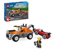 LEGO City Camión Grúa y Reparación del Deportivo, Vehículo con Coches de Juguete y 2 Minifiguras, Regalo para Niños y Niñas de 4 Años o Más, 2 Accesorios como un Implante Coclear 60435