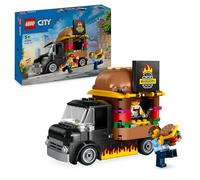 LEGO City Camión Hamburguesería, Food Truck de Juguete, Regalo para Niños y Niñas de 5 Años o Más, Juego Imaginativo con Furgoneta y Cocina, Minifigura de Vendedora, Accesorio de Hamburguesa 60404