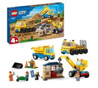 LEGO City Camiones de Construcción y Grúa con Bola de Demolición, Excavadora de Juguete, Camión Basculante y Vehículos de Transporte, Set de Aprendizaje para Niños y Niñas a Partir de 4 Años 60391