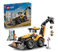 LEGO City Cargadora Retroexcavadora Amarilla - Vehículo de Obra de Juguete y 2 Minifiguras - Camión con Cucharón Delantero y Retroexcavador - Regalo de Cumpleaños para Niños de 7+ Años - 60480