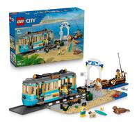 LEGO City Classic Beach Tram Toy - Model Kit w/Train Track, Street Scene, 5 Mini