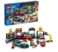 LEGO City Custom Car Garage 60389, juego de construcción de garaje de juguete con 2 autos personalizables y accesorios de coche, juguete mecánico de juego de simulación con 4 minifiguras, idea de
