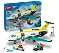 LEGO City Ambulancia Aérea de Emergencia - Juego Médico con Avión Sanitario de Juguete - 4 Minifiguras inc. Médica y Piloto - Moto de Nieve, Camilla y Herramientas - Regalo para Niños de 6+ Años 60465