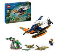 LEGO City Exploradores de la Jungla: Hidroavión, Hidroplano Avión de Juguete, Regalo para Niños y Niñas de 6 Años o Más, 2 Minifiguras, Figura Animal de Rana y 3 Cocodrilos 60425