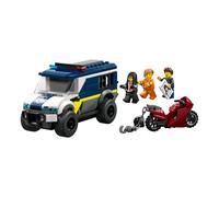 LEGO City Furgoneta de Transporte Penitenciario de Policía de Juguete - Maqueta de Camión con Moto, 3 Minifiguras y Puerta de Celda Extraíble - Regalo de Cumpleaños para Niños de 6+ Años 60479