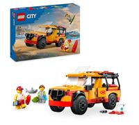 LEGO City Furgoneta de Rescate del Socorrista y Tiburón de Juguete, Juego de Playa con 2 Minifiguras y Accesorios como Tabla de Surf y Aletas, Regalo para Niños y Niñas de 6 Años o Más 60453