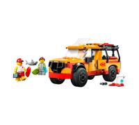LEGO City Furgoneta de Rescate del Socorrista y Tiburón de Juguete, Juego de Playa con 2 Minifiguras y Accesorios como Tabla de Surf y Aletas, Regalo para Niños y Niñas de 6 Años o Más 60453