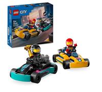 LEGO City Karts y Pilotos de Carreras, 2 Minikarts de Juguete, Juego de Construcción con 2 Minifiguras de Pilotos, Coches de Competición, Regalo para Niños y Niñas de 5 Años o Más 60400