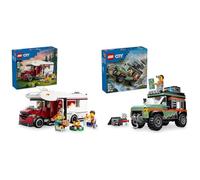 LEGO City Holiday Adventure Camper Van Toy + Off-Road 4x4 Mountain Truck Toy Set Fun Gift Ideas for Birthdays & Holidays 60454 + 60447