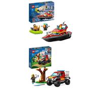 LEGO City Lancha de Rescate de Bomberos y Zodiac, Barcos Flotantes, Mochila Prop
