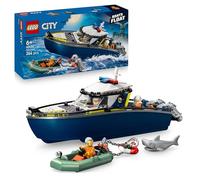 LEGO City Persecución en Barco de Policía - Juego Policial con 2 Barcos de Juguete, 3 Minifiguras y Figura de Tiburón - Regalo para Niños y Niñas de 6+ Años 60456