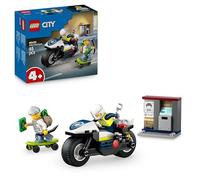 LEGO City Persecución en Moto de Policía - Juego Policial con Moto de Juguete, 2 Minifiguras, Cajero con Dinero y Monopatín - Regalo de Cumpleaños para Niños y Niñas de 4+ Años 60455