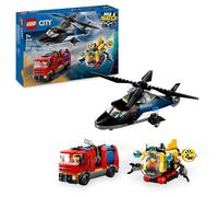 LEGO City 3 en 1 Remix: Helicóptero, Camión de Bomberos y Submarino de Juguete, Set de 3 Juguetes de Vehículos Modulares Combinables y Minifiguras, Regalo para Niños y Niñas de 7 Años o Más 60462