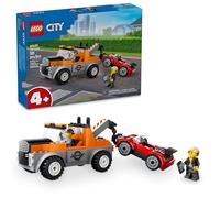 LEGO City Tow Truck and Sports Car Repair Building Set, idea de regalo para niños con 2 minifiguras y accesorios, incluyendo un implante coclear, juguete de camión de remolque para niños y niñas a